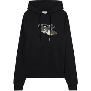 Off White, Heren, Sweatshirts & Hoodies, Zwart, Maat: S Katoen,