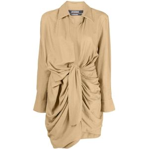 Jacquemus Beige Bahia Jurk , Beige , Dames , Maat: XS