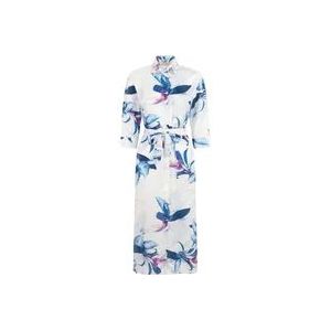 Twinset Bloemen Midi Overhemdjurk met Kant , White , Dames , Maat: XL