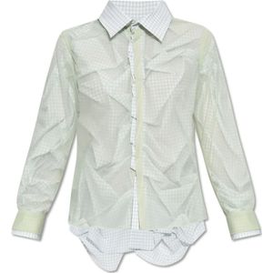 Maison Margiela, Dames, Blouses & Shirts, Groen, Maat: XS Katoen,