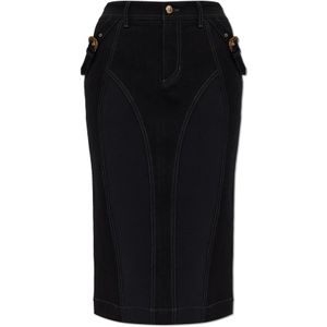 Versace Jeans Couture, Dames, Rokken, Zwart, Maat: 2XS Leer,