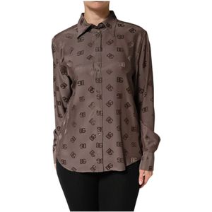 Dolce & Gabbana, Dames, Blouses & Shirts, Bruin, Maat: S Viscose,