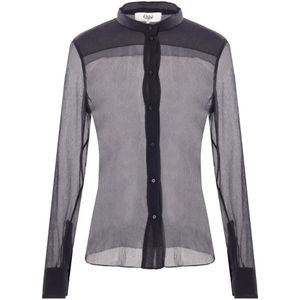 Chloé, Dames, Blouses & Shirts, Blauw, Maat: S Zijde,