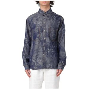 Etro, Heren, Overhemden, Blauw, Maat: L Denim,