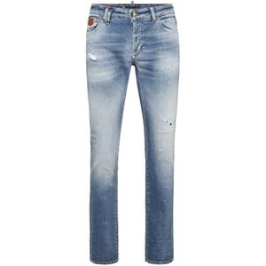 Philipp Plein, Heren, Jeans, Blauw, Maat: W30 Katoen,