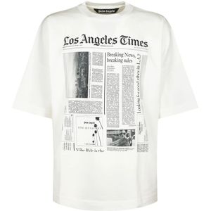 Palm Angels, Heren, Tops, Wit, Maat: M Katoen,