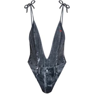 Diesel, Dames, Badkleding, Grijs, Maat: XS Denim,