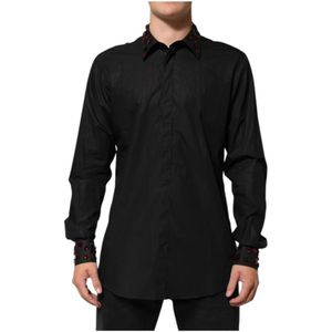 Dolce & Gabbana, Heren, Overhemden, Zwart, Maat: 2XL Katoen,