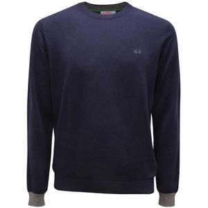 Sun68, Heren, Truien, Blauw, Maat: M Katoen,