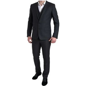 Dolce & Gabbana, Heren, Pakken, Zwart, Maat: XS Wol,