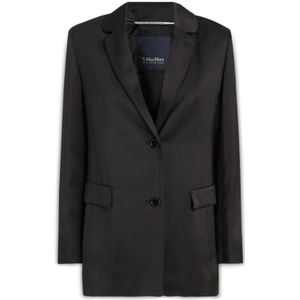 Max Mara, Dames, Jassen, Blauw, Maat: 2XS Leer,