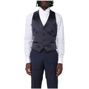 Emporio Armani, Heren, Pakken, Blauw, Maat: XL Satijn,