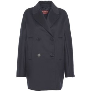 Max Mara, Dames, Mantels, Blauw, Maat: M Wol,