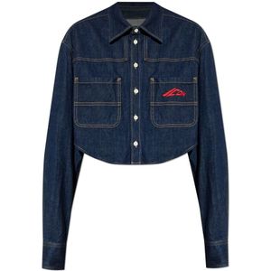 Dsquared2, Dames, Blouses & Shirts, Blauw, Maat: 3XS Denim,