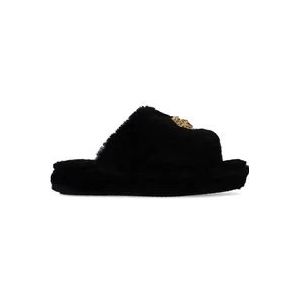 Versace Harige platform slippers , Black , Dames , Maat: 37 EU
