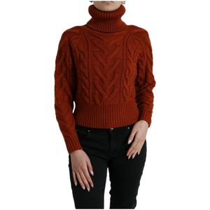 Dolce & Gabbana, Dames, Truien, Bruin, Maat: 2XS Wol,