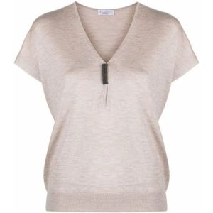 Brunello Cucinelli, Dames, Truien, Bruin, Maat: L