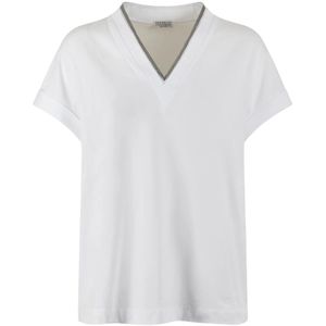 Brunello Cucinelli, Dames, Tops, Wit, Maat: S Katoen,