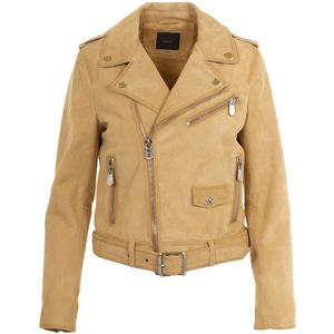 Pinko, Dames, Jassen, Geel, Maat: M Suède,