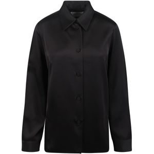 Jil Sander, Dames, Blouses & Shirts, Zwart, Maat: XS Satijn,