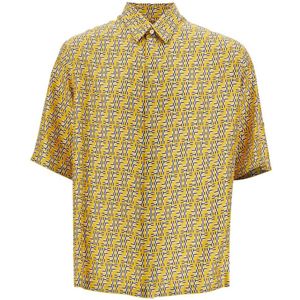 Fendi, Heren, Overhemden, Beige, Maat: 2XL Zijde,