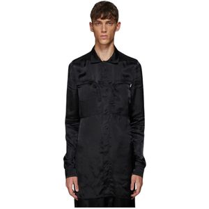 Rick Owens, Heren, Overhemden, Zwart, Maat: M Satijn,