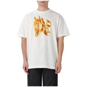 Palm Angels, Heren, Tops, Wit, Maat: S Lame,