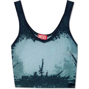 Diesel, Dames, Tops, Blauw, Maat: S Poliester,