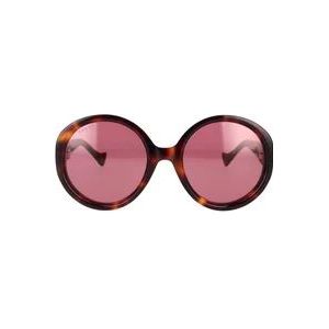 Gucci Modieuze Oversized Ronde Zonnebril , Brown , Dames , Maat: 56 MM