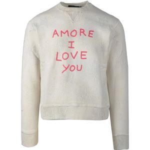 Dsquared2, Heren, Sweatshirts & Hoodies, Beige, Maat: XS Katoen,