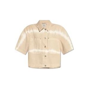 Woolrich Tie-dyed cropped shirt , Beige , Dames , Maat: XS