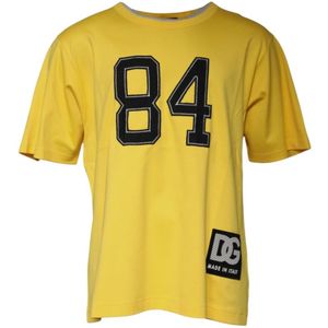 Dolce & Gabbana - Short Sleeve Crew Neck T-shirt - Geel - 100% Katoen