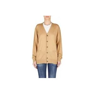 Dsquared2 Bruine Wollen Cardigan met Geborduurd Logo , Brown , Dames , Maat: S