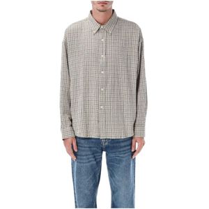 mfpen, Heren, Overhemden, Grijs, Maat: L Katoen,