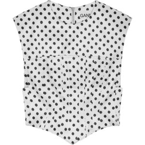 Ganni, Dames, Tops, Wit, Maat: S Satijn,