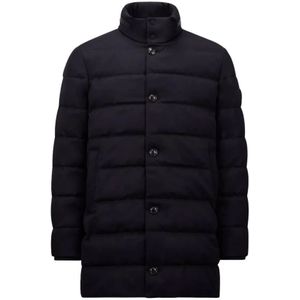 Moncler, Heren, Jassen, Blauw, Maat: S Wol,