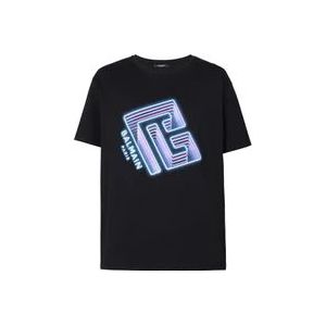 Balmain Neon logo T-shirt , Black , Heren , Maat: S