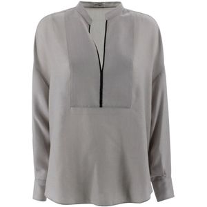 Brunello Cucinelli, Dames, Blouses & Shirts, Grijs, Maat: S Wol,