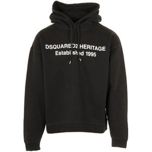 Dsquared2, Heren, Sweatshirts & Hoodies, Zwart, Maat: L