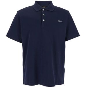 A.p.c., Heren, Tops, Blauw, Maat: M Katoen,