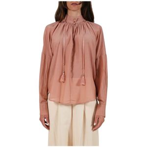 Notshy, Dames, Blouses & Shirts, Roze, Maat: S Satijn,