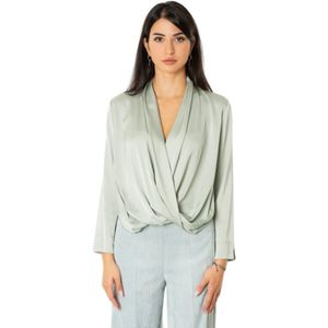 D.Exterior, Dames, Blouses & Shirts, Groen, Maat: S Satijn,