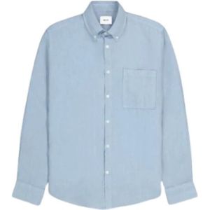 Nn07, Heren, Overhemden, Blauw, Maat: S Linnen,