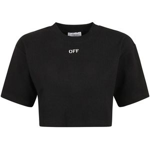 Off White, Dames, Tops, Zwart, Maat: L Katoen,