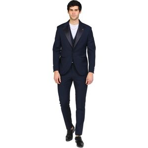 Manuel Ritz, Heren, Pakken, Blauw, Maat: L Satijn,
