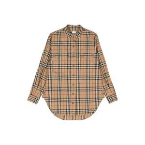 Burberry Vintage Check Button-Down Overhemd , Beige , Dames , Maat: M