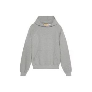 Gucci Grijze Logo-Print Hoodie , Gray , Heren , Maat: M