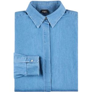 Fay, Dames, Blouses & Shirts, Blauw, Maat: S Denim,