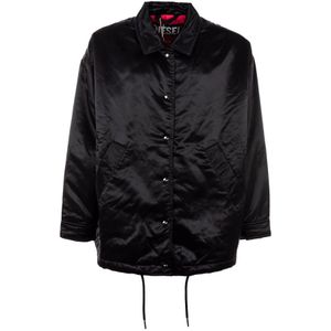 Diesel, Dames, Jassen, Zwart, Maat: M Poliester,