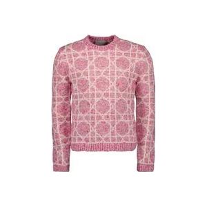 Dior Cannage Jacquard Cashmere Sweater , Pink , Heren , Maat: S